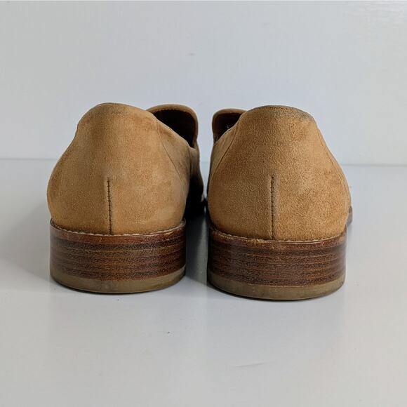 Aquatalia Golda Suede Loafers 8.5 Tan Flats Minimalist Quiet Luxury Weatherproof - Picture 4 of 12